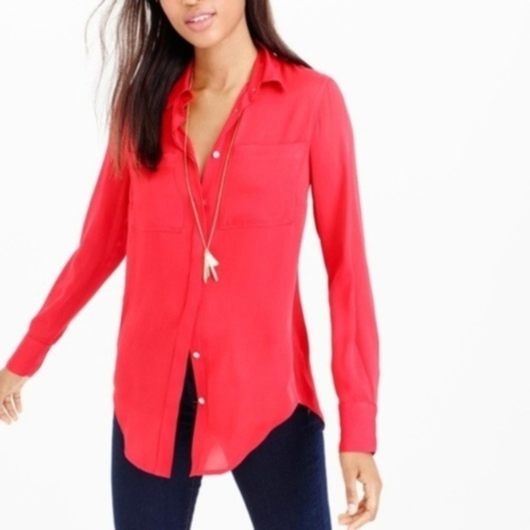 J CREW perfect cotton silk classic shirt S